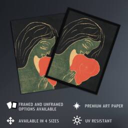 "Artery8 The Heart Hjertet Painting Munch Vintage Framed Wall Art Print in Black - Size: W12"" x H16""" - thumbnail 2