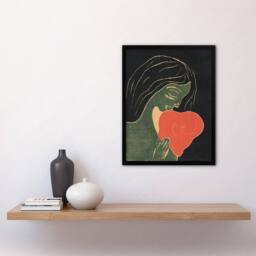 "Artery8 The Heart Hjertet Painting Munch Vintage Framed Wall Art Print in Black - Size: W12"" x H16""" - thumbnail 4