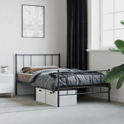 Berkfield Home Metal Bed Frame with Headboard & Footboard Black 90x190 cm Single - thumbnail 4