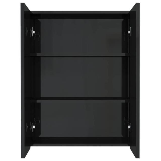 Berkfield Home Durable Bathroom Mirror Cabinet 60x15x75 cm MDF Shining Black - Size: 60 x 15 x 75 cm - image 1