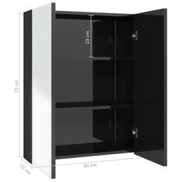 Berkfield Home Durable Bathroom Mirror Cabinet 60x15x75 cm MDF Shining Black - Size: 60 x 15 x 75 cm - thumbnail 7