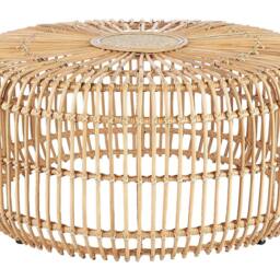 Wyld and Coco Rattan Round Coffee Table 85cm Handmade Beige - thumbnail 2