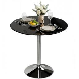 Havendro Round Bar Table, Dining Table with Tempered Glass in Black - thumbnail 1