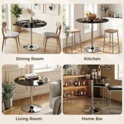 Havendro Round Bar Table, Dining Table with Tempered Glass in Black - thumbnail 3