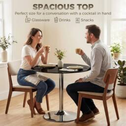 Havendro Round Bar Table, Dining Table with Tempered Glass in Black - thumbnail 5