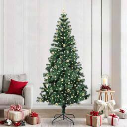 Berkfield Home Artificial Pre-lit Christmas Tree Green 240 cm PVC & Metal