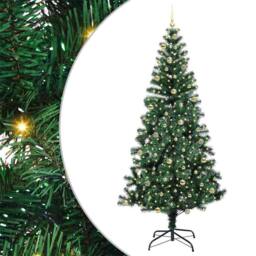 Berkfield Home Artificial Pre-lit Christmas Tree Green 240 cm PVC & Metal - thumbnail 2