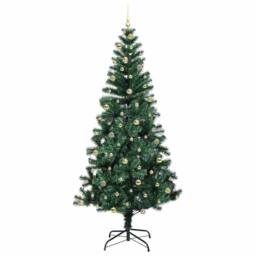Berkfield Home Artificial Pre-lit Christmas Tree Green 240 cm PVC & Metal - thumbnail 4