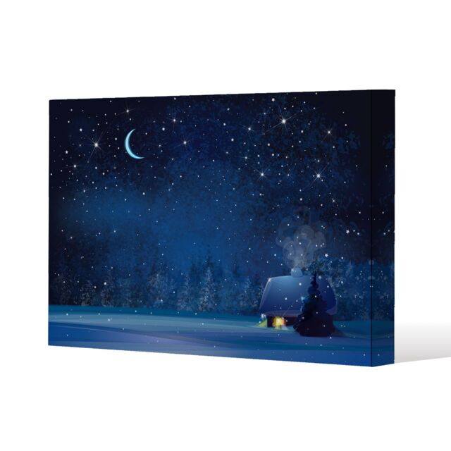 Benjamin Tate Design Night winter landscape (canvas) / 77 x 51 x 4cm in Natural - Size: 77 x 51 x 4 cm - image 1