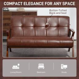 Wyld Haus Kara Brown Faux Leather Tufted 2 Seater Compact Loveseat - thumbnail 6