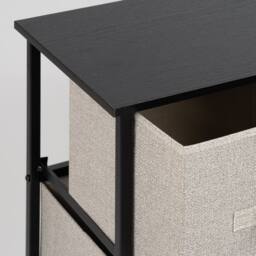 Scottish Everlastings Ltd 5 Drawer Black Cabinet with Beige Fabric Drawers - thumbnail 2
