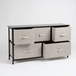 Scottish Everlastings Ltd 5 Drawer Black Cabinet with Beige Fabric Drawers - thumbnail 4