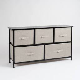Scottish Everlastings Ltd 5 Drawer Black Cabinet with Beige Fabric Drawers - thumbnail 3