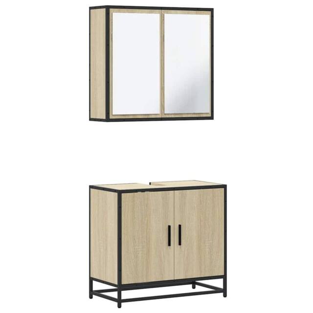 Berkfield Home 2 Piece Bathroom Furniture Set Sonoma Oak Engineered Wood in Brown - image 1
