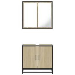 Berkfield Home 2 Piece Bathroom Furniture Set Sonoma Oak Engineered Wood in Brown - thumbnail 5