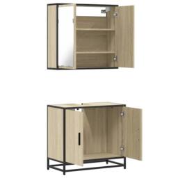 Berkfield Home 2 Piece Bathroom Furniture Set Sonoma Oak Engineered Wood in Brown - thumbnail 8