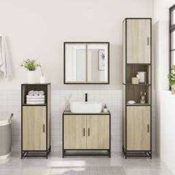 Berkfield Home 2 Piece Bathroom Furniture Set Sonoma Oak Engineered Wood in Brown - thumbnail 4