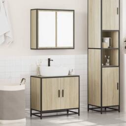 Berkfield Home 2 Piece Bathroom Furniture Set Sonoma Oak Engineered Wood in Brown - thumbnail 3