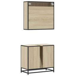 Berkfield Home 2 Piece Bathroom Furniture Set Sonoma Oak Engineered Wood in Brown - thumbnail 7