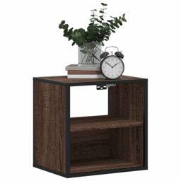 Berkfield Home Wall-mounted Bedside Cabinet Brown Oak 40x31x39.5 cm - thumbnail 4