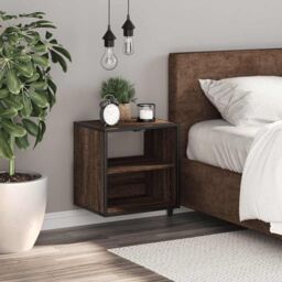 Berkfield Home Wall-mounted Bedside Cabinet Brown Oak 40x31x39.5 cm - thumbnail 3