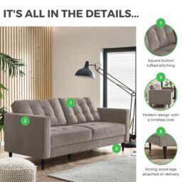 FurnitureboxUK Jade 3-Seater Soft Touch Velvet Sofa With Solid Wood Frame in Burnt Orange - thumbnail 4