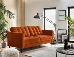 FurnitureboxUK Jade 3-Seater Soft Touch Velvet Sofa With Solid Wood Frame in Burnt Orange - thumbnail 1