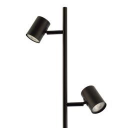 Happy Homewares LED Double Spot Black Metal Floor Lamp with Foot Switch & Adjustable Heads - thumbnail 3