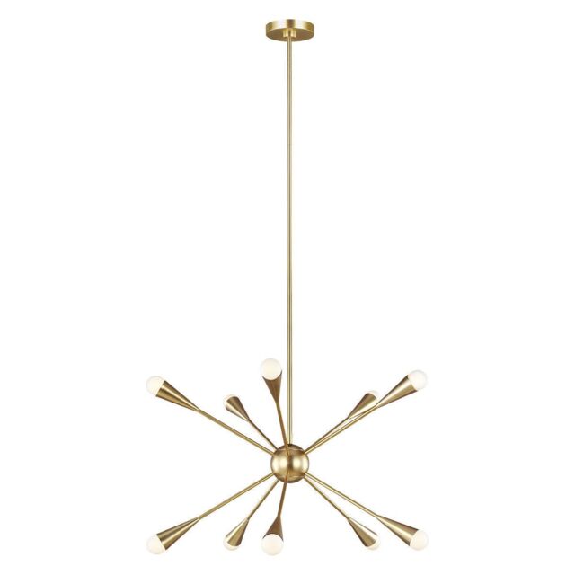 Loops 10 Bulb Chandelier Hanging Pendant LIght Burnished Brass LED G9 3.5W Bulb in Metallics