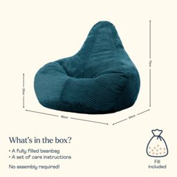 icon Dalton Cord Adult Bean Bag Chair, Set of 2 in Teal - thumbnail 6