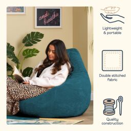 icon Dalton Cord Adult Bean Bag Chair, Set of 2 in Teal - thumbnail 4