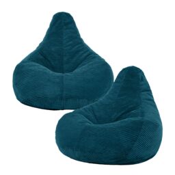 icon Dalton Cord Adult Bean Bag Chair, Set of 2 in Teal