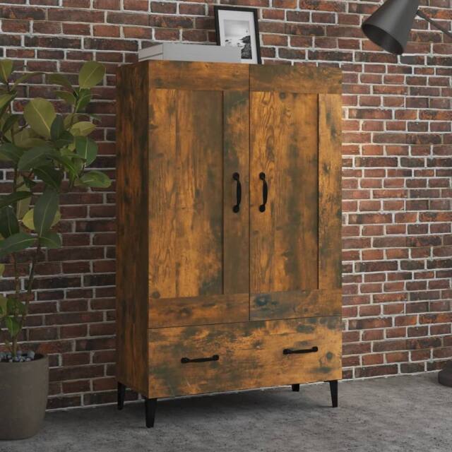 Berkfield Home Highboard Smoked Oak 70x31x115 cm Engineered Wood in Brown - Size: 70 x 31 x 115 cm - image 1