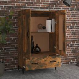 Berkfield Home Highboard Smoked Oak 70x31x115 cm Engineered Wood in Brown - Size: 70 x 31 x 115 cm - thumbnail 3