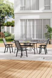 Living and Home Aamorah 4 Seater Garden Dining Set With Umbrella in Black - thumbnail 2