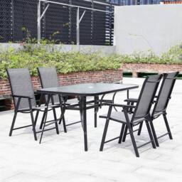 Living and Home Aamorah 4 Seater Garden Dining Set With Umbrella in Black - thumbnail 7