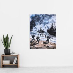 "Artery8 D Day Normandy Landing 1944 WWII Watercolour Wall Art Print in Dark Grey - Size: W18"" x H24""" - thumbnail 4