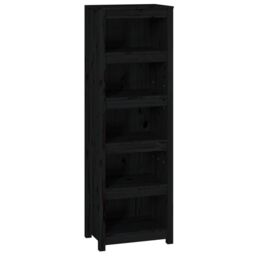 Berkfield Home Book Cabinet Black 50x35x154 cm Solid Wood Pine - Size: 50 x 35 x 154 cm - thumbnail 2