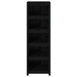 Berkfield Home Book Cabinet Black 50x35x154 cm Solid Wood Pine - Size: 50 x 35 x 154 cm - thumbnail 5