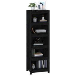Berkfield Home Book Cabinet Black 50x35x154 cm Solid Wood Pine - Size: 50 x 35 x 154 cm - thumbnail 4