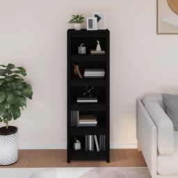 Berkfield Home Book Cabinet Black 50x35x154 cm Solid Wood Pine - Size: 50 x 35 x 154 cm - thumbnail 3