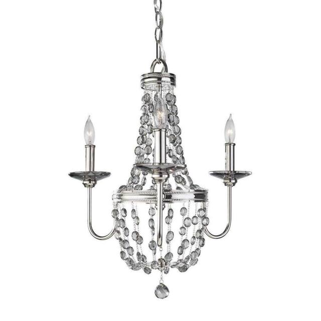 Netlighting Malia Chandelier 3 Light Polished Nickel Finish E14 in Grey - image 1