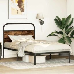 Berkfield Home Bed Frame Without Mattress 107x203 cm Smoked Oak Engineered Wood in Brown - thumbnail 4