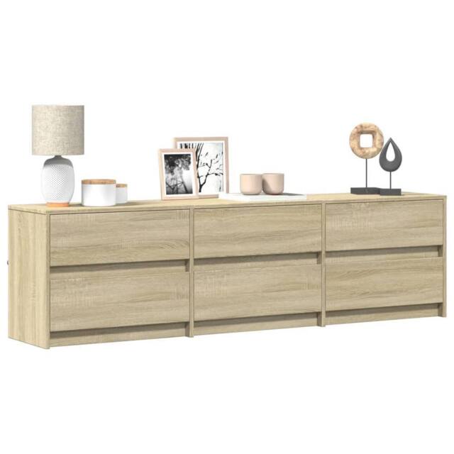 Berkfield Home TV Cabinet with LED Sonoma Oak 180x34x50 cm Engineered Wood in Brown - Size: 180 x 34 x 50 cm - image 1