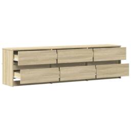 Berkfield Home TV Cabinet with LED Sonoma Oak 180x34x50 cm Engineered Wood in Brown - Size: 180 x 34 x 50 cm - thumbnail 6