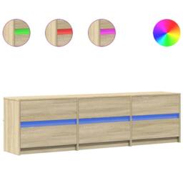 Berkfield Home TV Cabinet with LED Sonoma Oak 180x34x50 cm Engineered Wood in Brown - Size: 180 x 34 x 50 cm - thumbnail 2