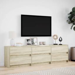 Berkfield Home TV Cabinet with LED Sonoma Oak 180x34x50 cm Engineered Wood in Brown - Size: 180 x 34 x 50 cm - thumbnail 4