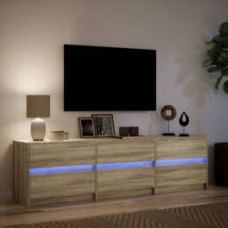Berkfield Home TV Cabinet with LED Sonoma Oak 180x34x50 cm Engineered Wood in Brown - Size: 180 x 34 x 50 cm - thumbnail 5