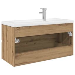 Berkfield Home Sink Cabinet with Built-in Basin & Faucet Artisan Oak in Brown - thumbnail 8
