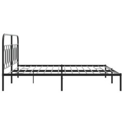 Berkfield Home Metal Bed Frame without Mattress with Headboard Black 193x203cm - Size: 193x203 cm - thumbnail 5